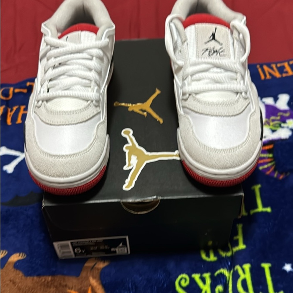 Jordan Kids White and Red Casual Sneakers